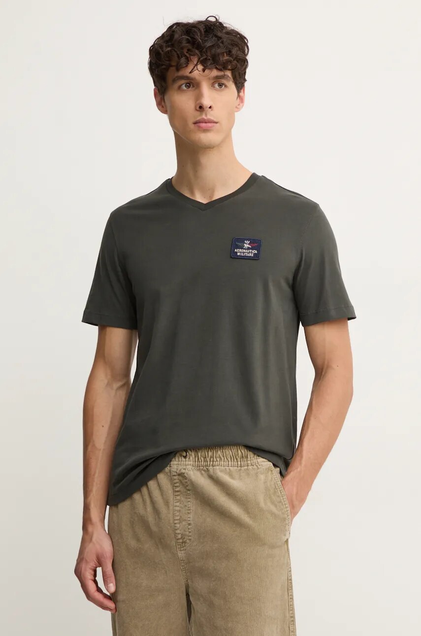 Aeronautica Militare tricou din bumbac barbati, culoarea gri, cu imprimeu, TS2333J662