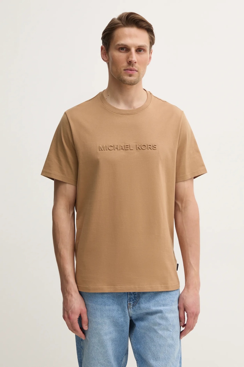 Michael Kors tricou din bumbac barbati, culoarea verde, cu imprimeu, CF4529H1V2 Michael Kors tricou din bumbac barbati, culoarea verde, cu imprimeu, CF4529H1V2