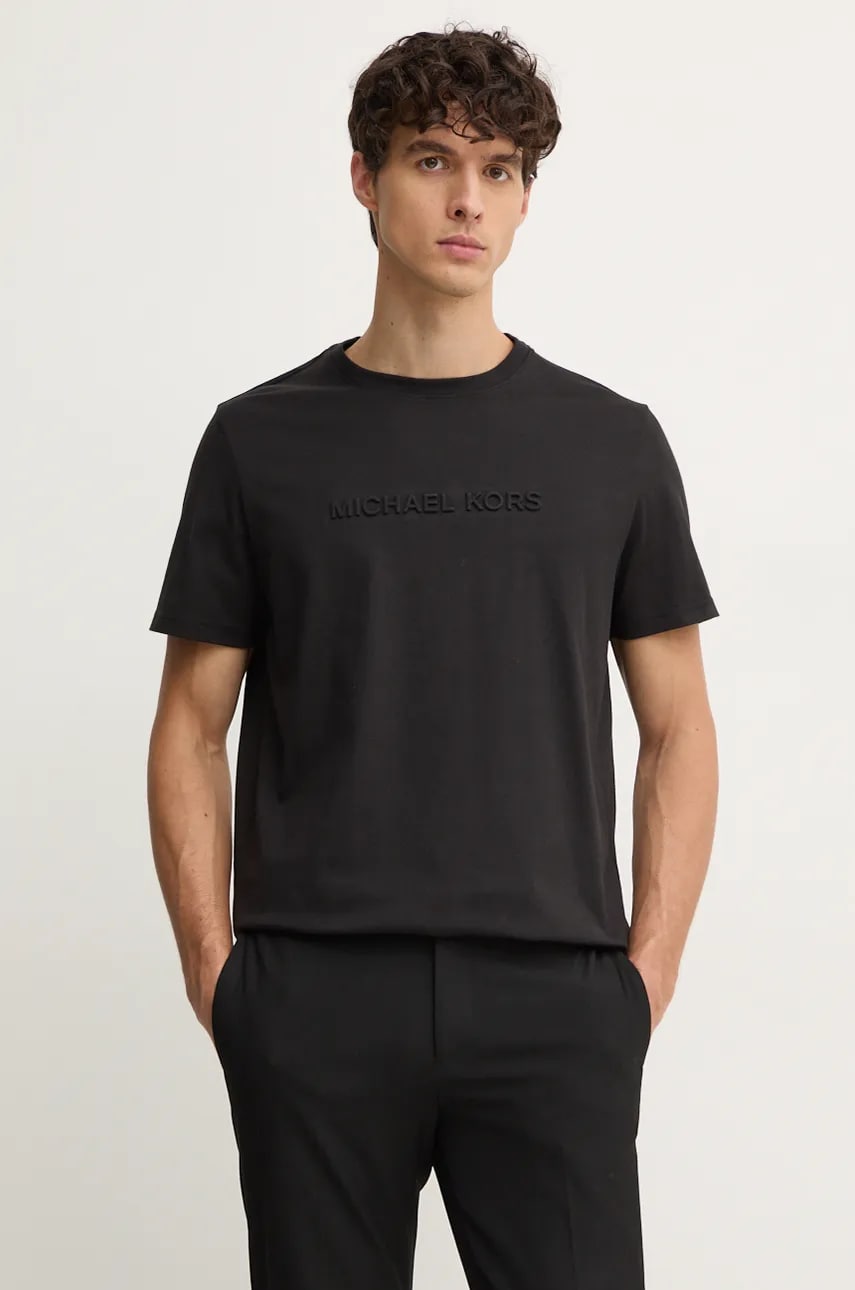 Michael Kors tricou din bumbac barbati, culoarea negru, cu imprimeu, CF4529H1V2 Michael Kors tricou din bumbac barbati, culoarea negru, cu imprimeu, CF4529H1V2