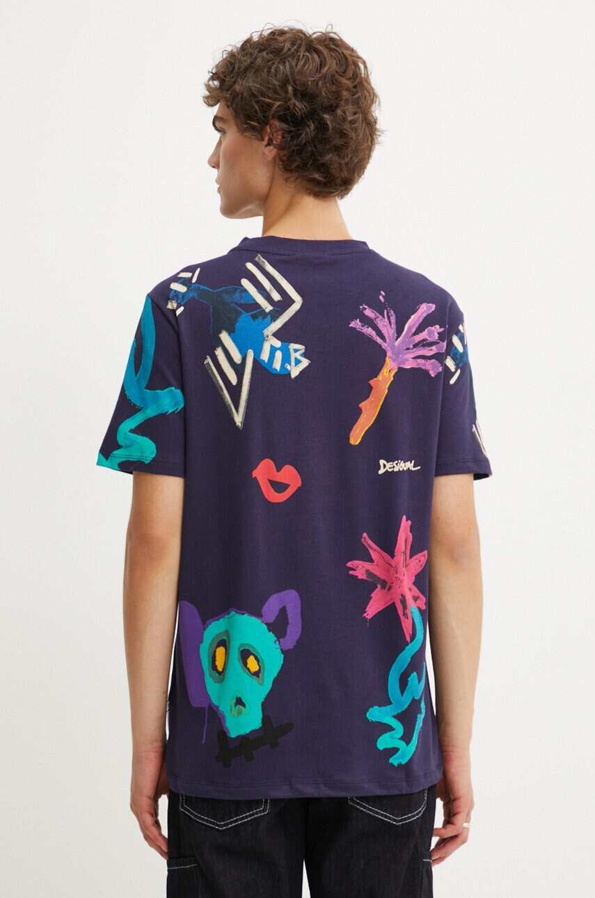 Desigual pamut póló DAKOTAN sötétkék, férfi, mintás, 24WMTK33 termék 2. képe