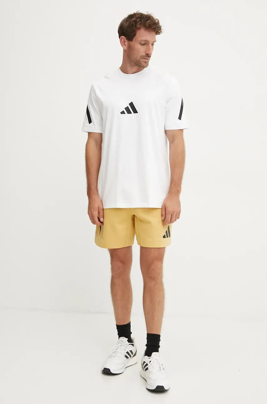 Хлопковая футболка adidas ZNE мужская цвет белый с принтом JE3078 Хлопковая футболка adidas ZNE мужская цвет белый с принтом JE3078