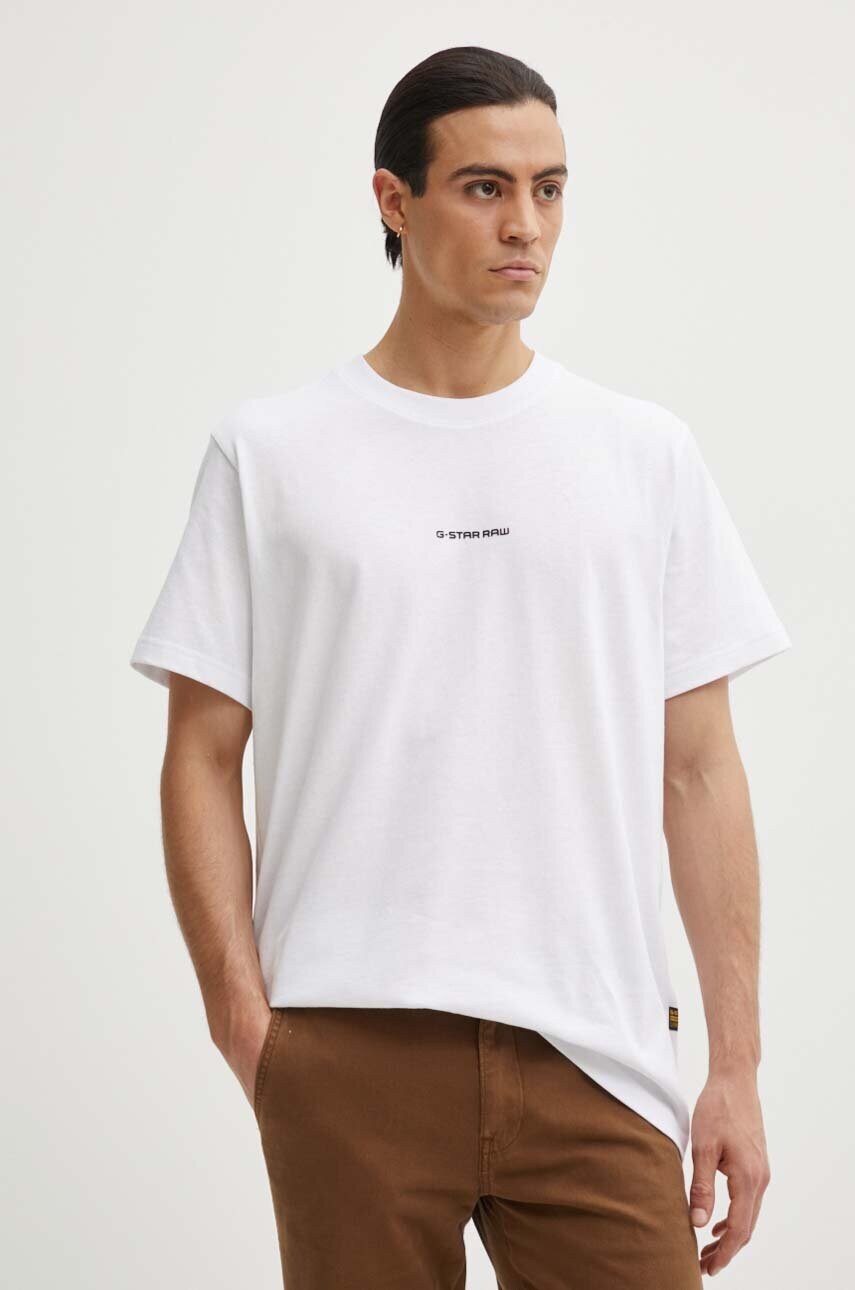 G-Star Raw tricou din bumbac barbati, culoarea alb, cu imprimeu, D25677-C336