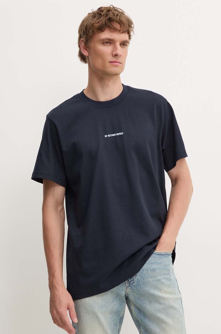 G-Star Raw tricou din bumbac barbati, culoarea albastru marin, cu imprimeu, D25677-C336