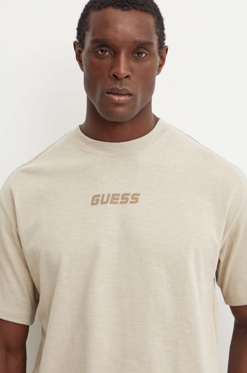 

Памучна тениска Guess DALIM в бежово с принт Z4BI00 KCE21, Бежов