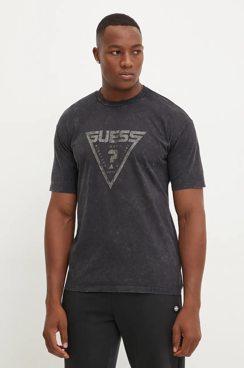 

Памучна тениска Guess ALIOTH в черно с принт Z4BI05 K8FQ4, Черен