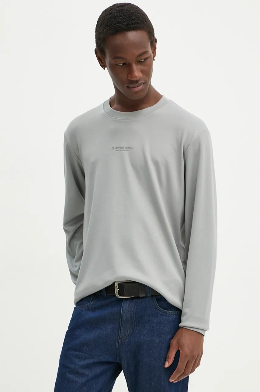 G-Star longsleeve bărbați, culoarea gri, cu imprimeu, D25080-D734
