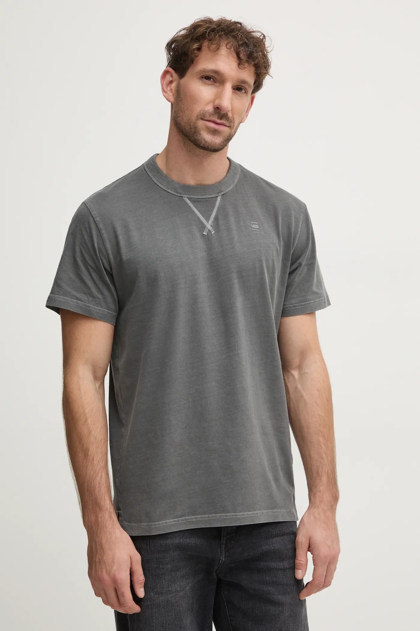 G-Star Raw tricou din bumbac bărbați, culoarea gri, uni, D24449-2653 G-Star Raw tricou din bumbac bărbați, culoarea gri, uni, D24449-2653