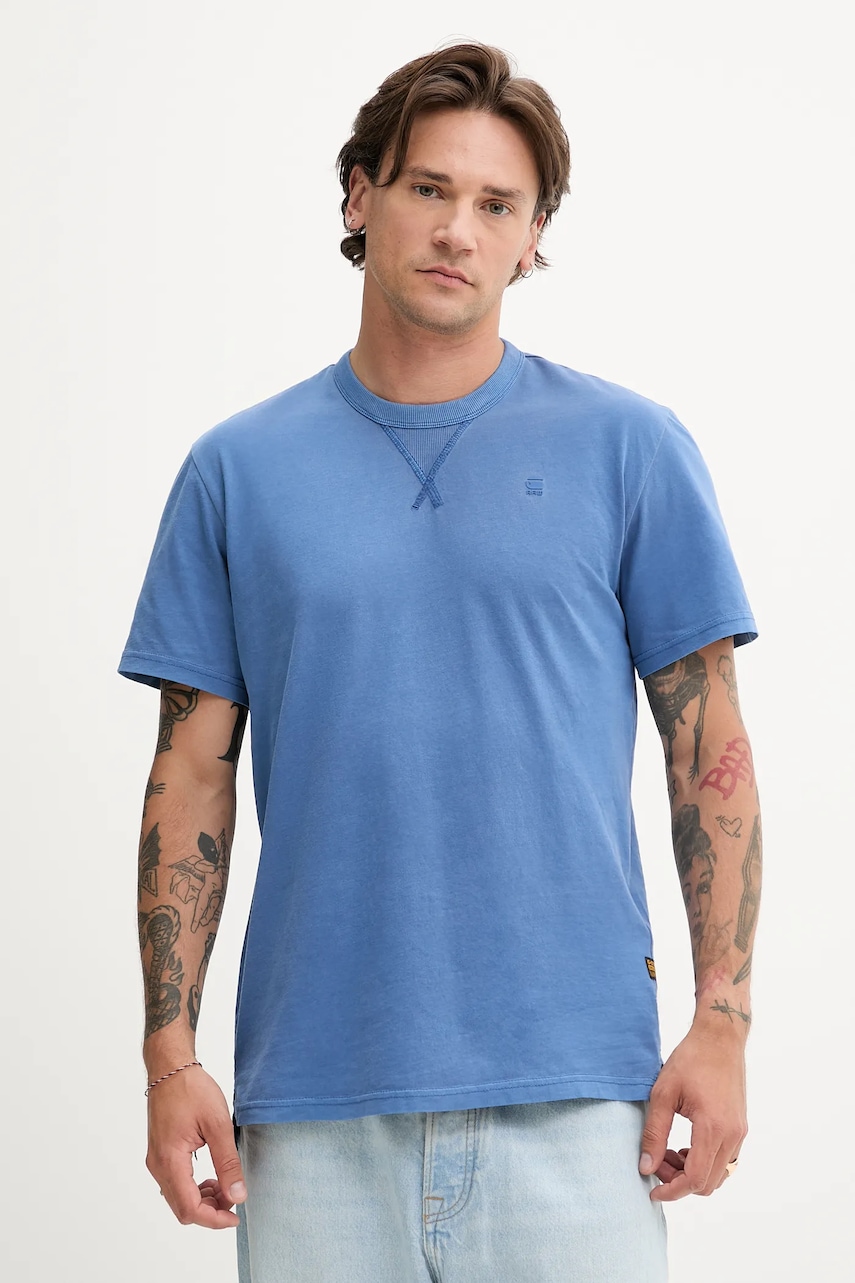 G-Star Raw tricou din bumbac culoarea verde, uni, D24449-2653