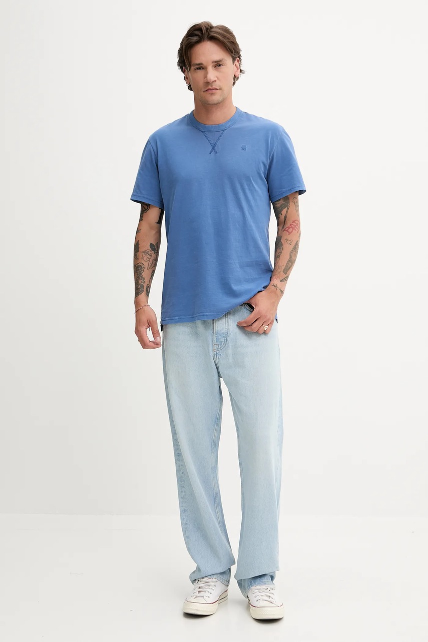 Хлопковая футболка G-Star Raw цвет зелёный однотонная D24449-2653 Хлопковая футболка G-Star Raw цвет зелёный однотонная D24449-2653