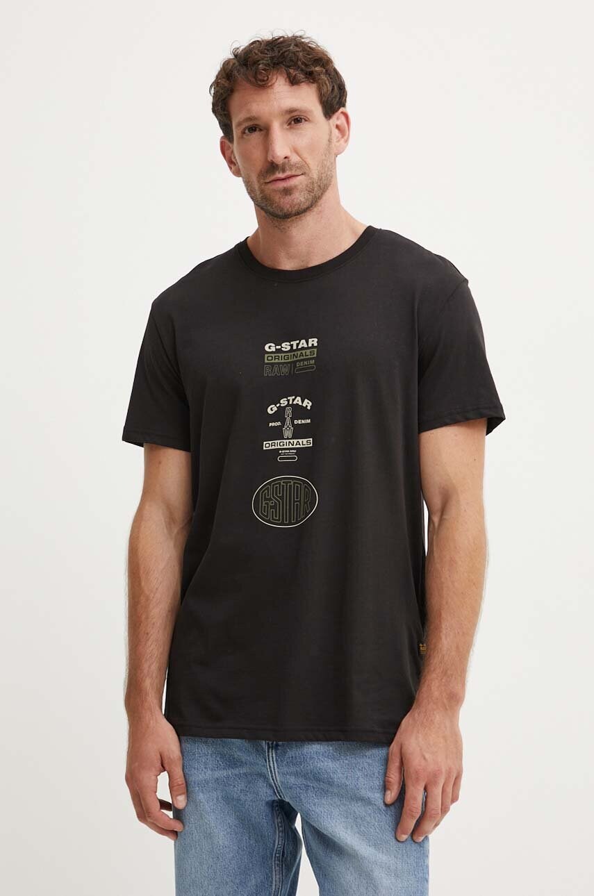 G-Star tricou din bumbac bărbați, culoarea negru, cu imprimeu, D25083-C506