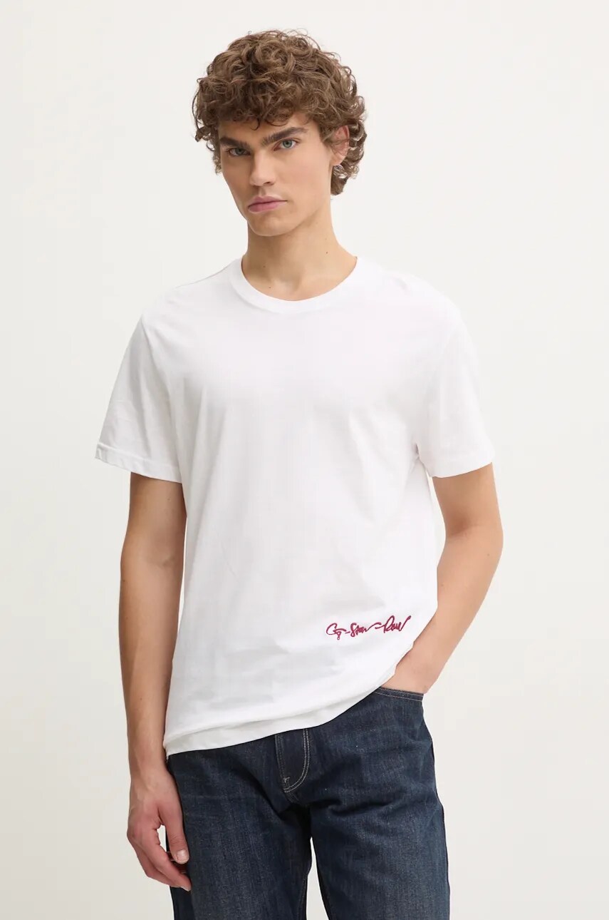 G-Star tricou bărbați, culoarea alb, cu imprimeu, D25087-C506