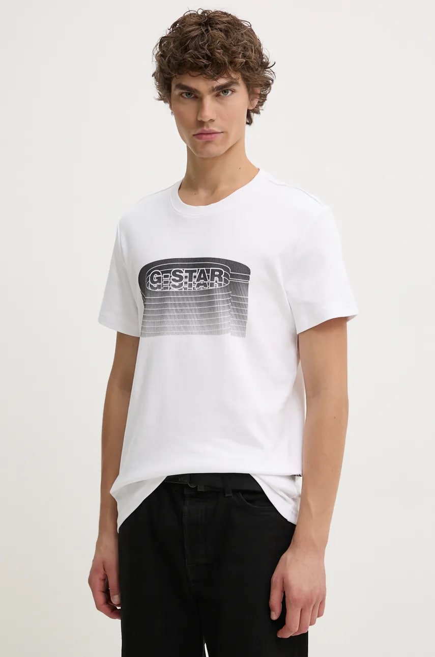 G-Star Raw tricou barbati, culoarea alb, cu imprimeu, D25092-C812