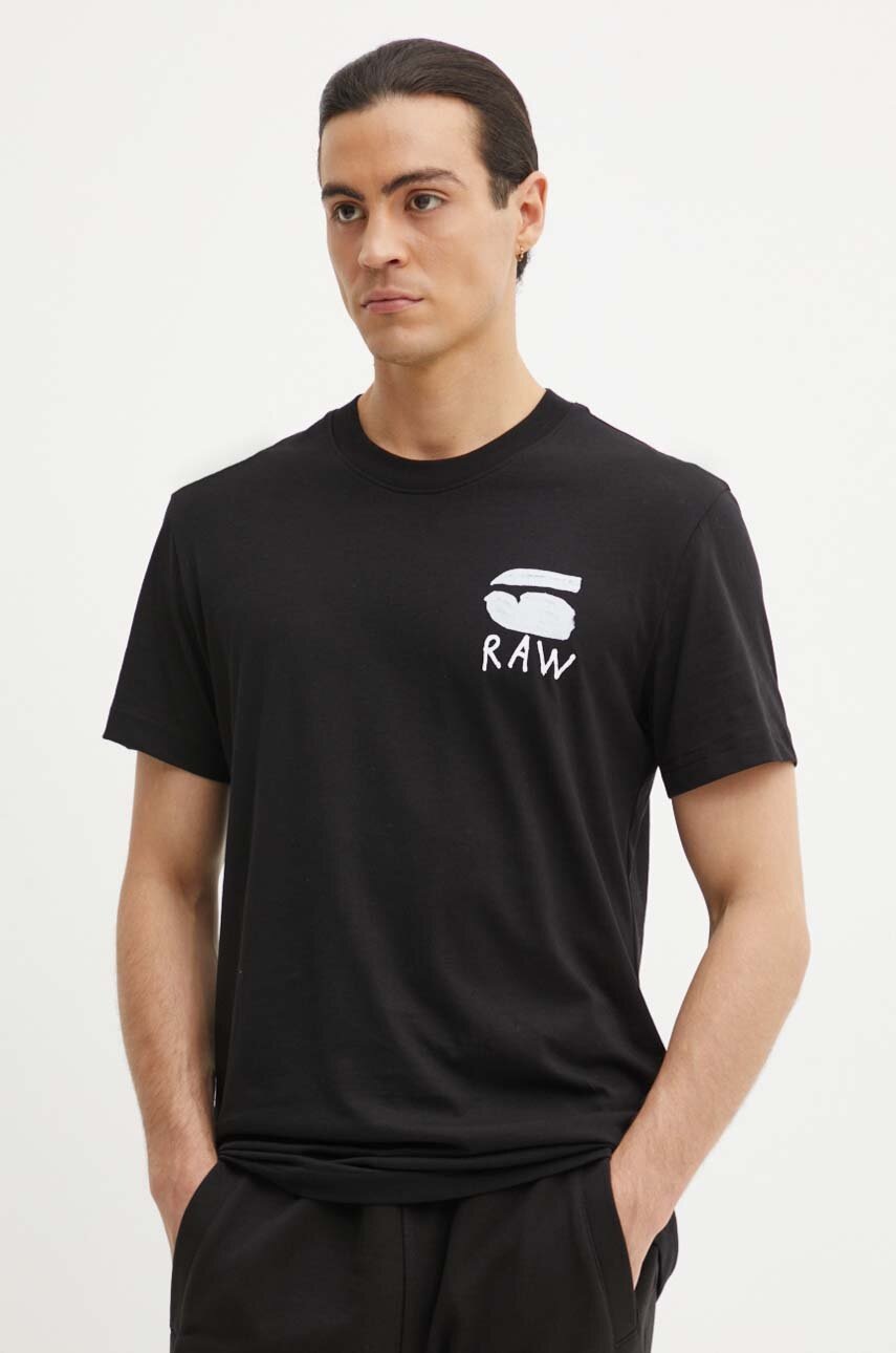 

Памучна тениска G-Star Raw в черно с принт D25700-336, Черен