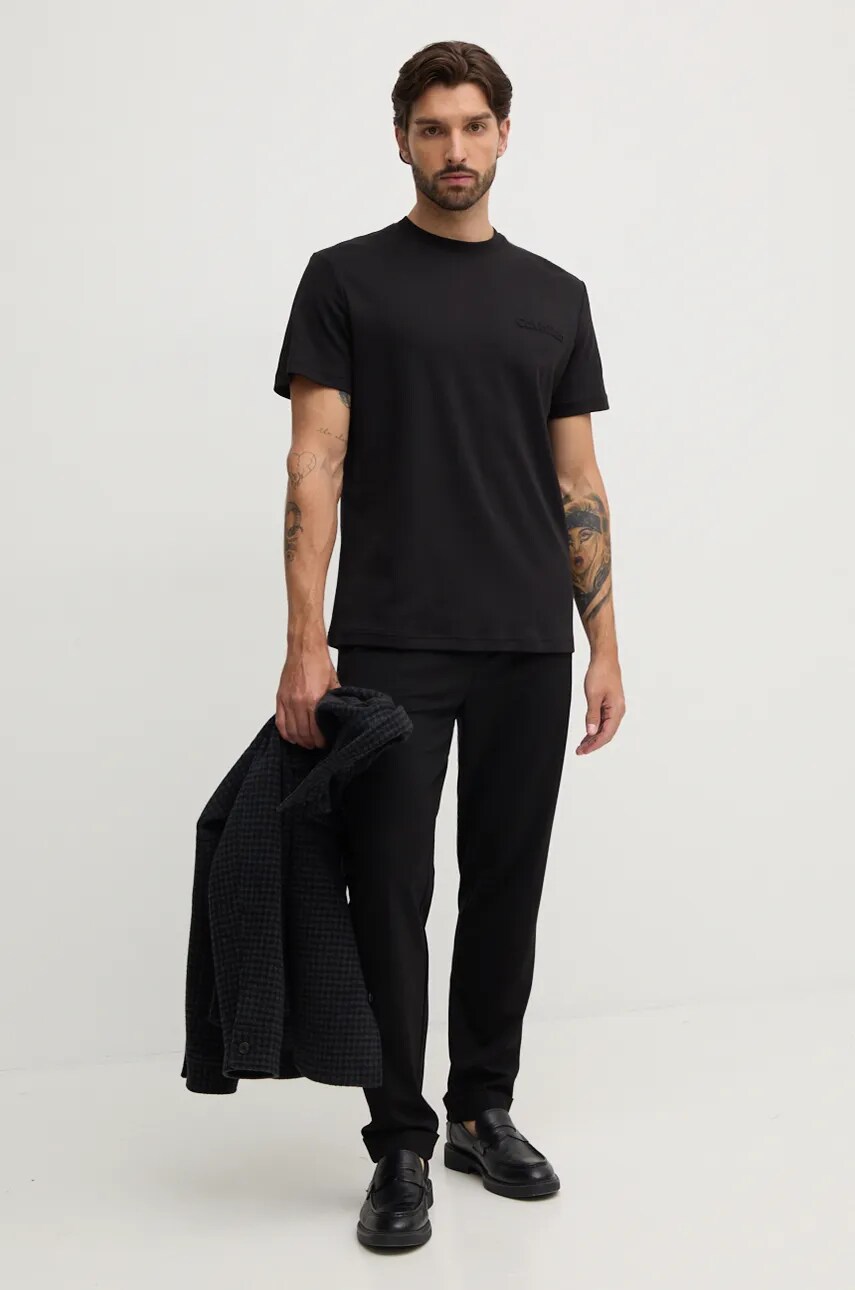 Хлопковая футболка Calvin Klein мужская цвет чёрный с аппликацией K10K113737 Хлопковая футболка Calvin Klein мужская цвет чёрный с аппликацией K10K113737