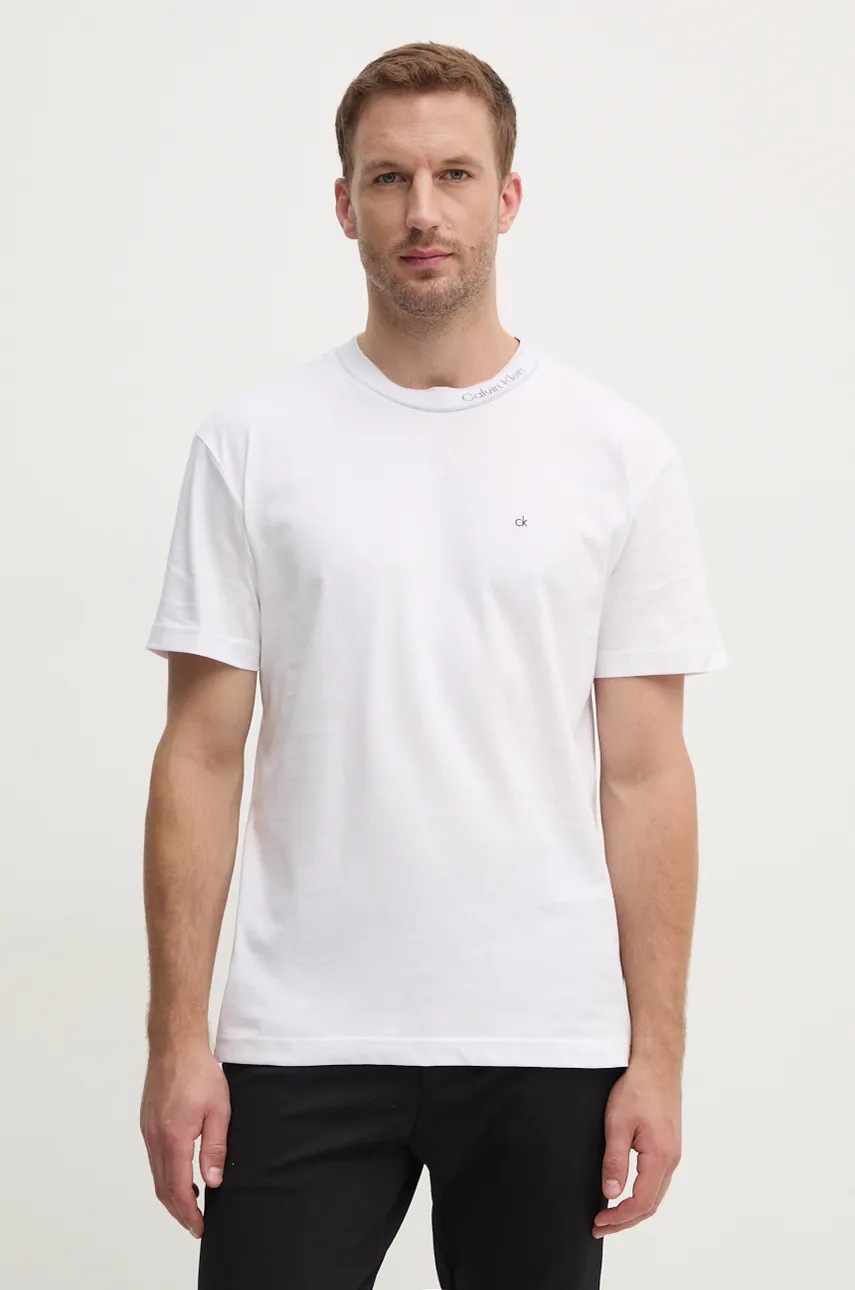 

Памучна тениска Calvin Klein в бяло с изчистен дизайн K10K114091, Бял