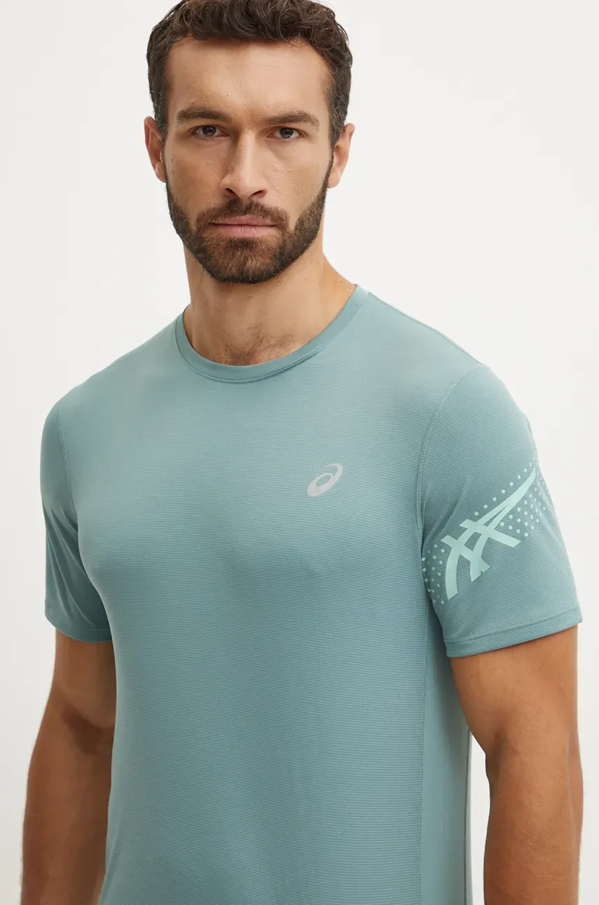Asics tricou de alergare Icon culoarea turcoaz, cu imprimeu, 2011C734