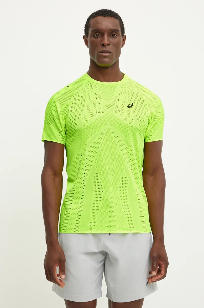 Asics tricou de alergare Metarun culoarea verde, neted, 2011C986