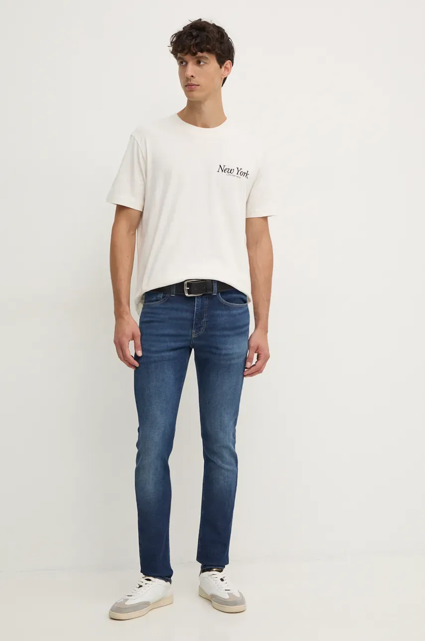 Хлопковая футболка Calvin Klein Jeans мужская цвет бежевый с принтом J30J326862 Хлопковая футболка Calvin Klein Jeans мужская цвет бежевый с принтом J30J326862