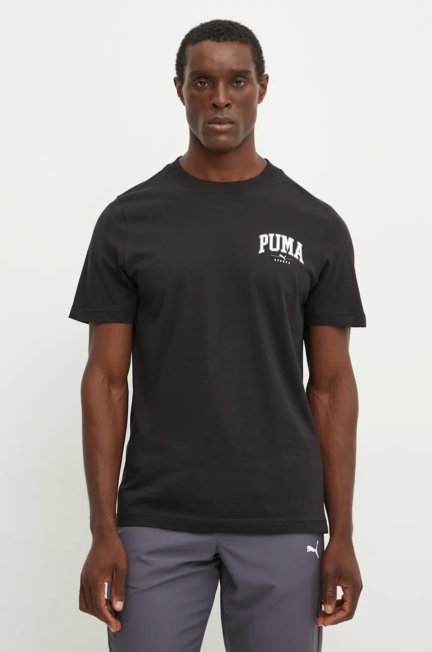 Бавовняна футболка Puma чоловіча колір чорний з принтом 681792 