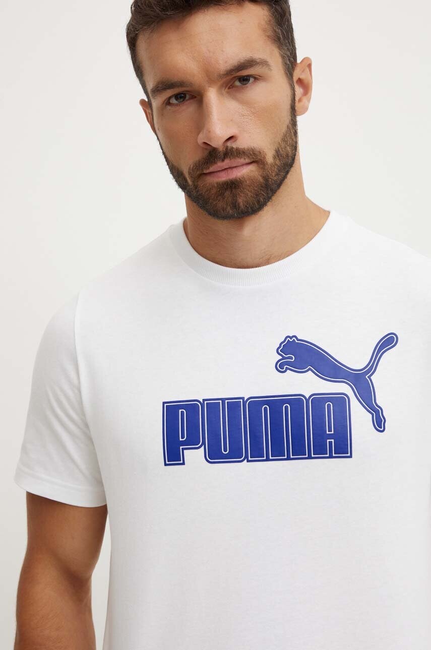 Puma tricou barbati, culoarea alb, cu imprimeu, 681861