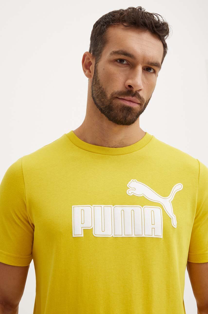 Puma tricou barbati, culoarea galben, cu imprimeu, 681861