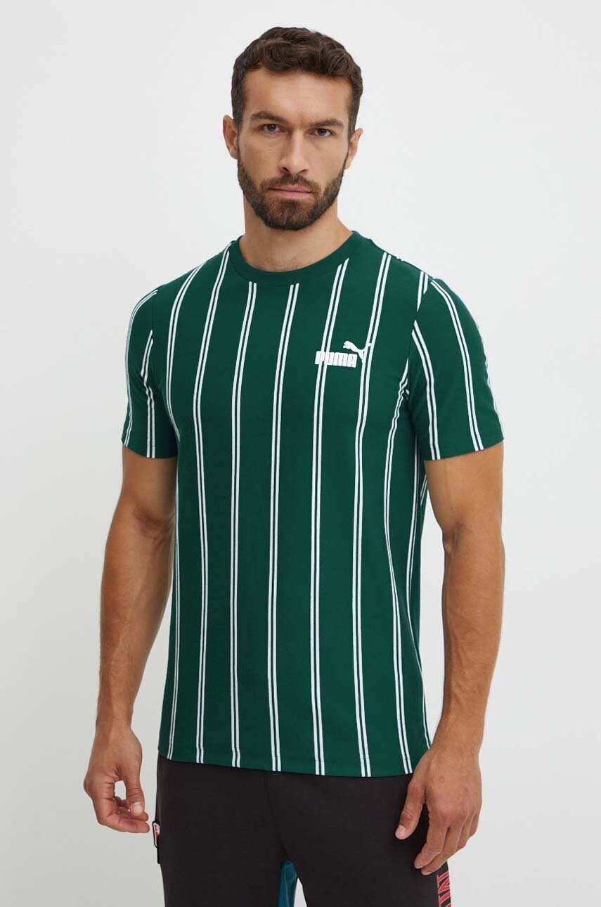 Puma tricou din bumbac barbati, culoarea verde, modelator, 681862