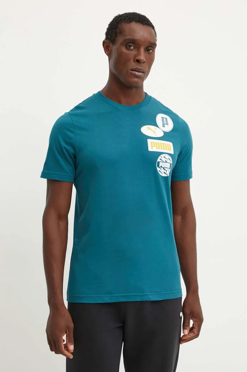 Puma tricou barbati, culoarea verde, cu imprimeu, 683208