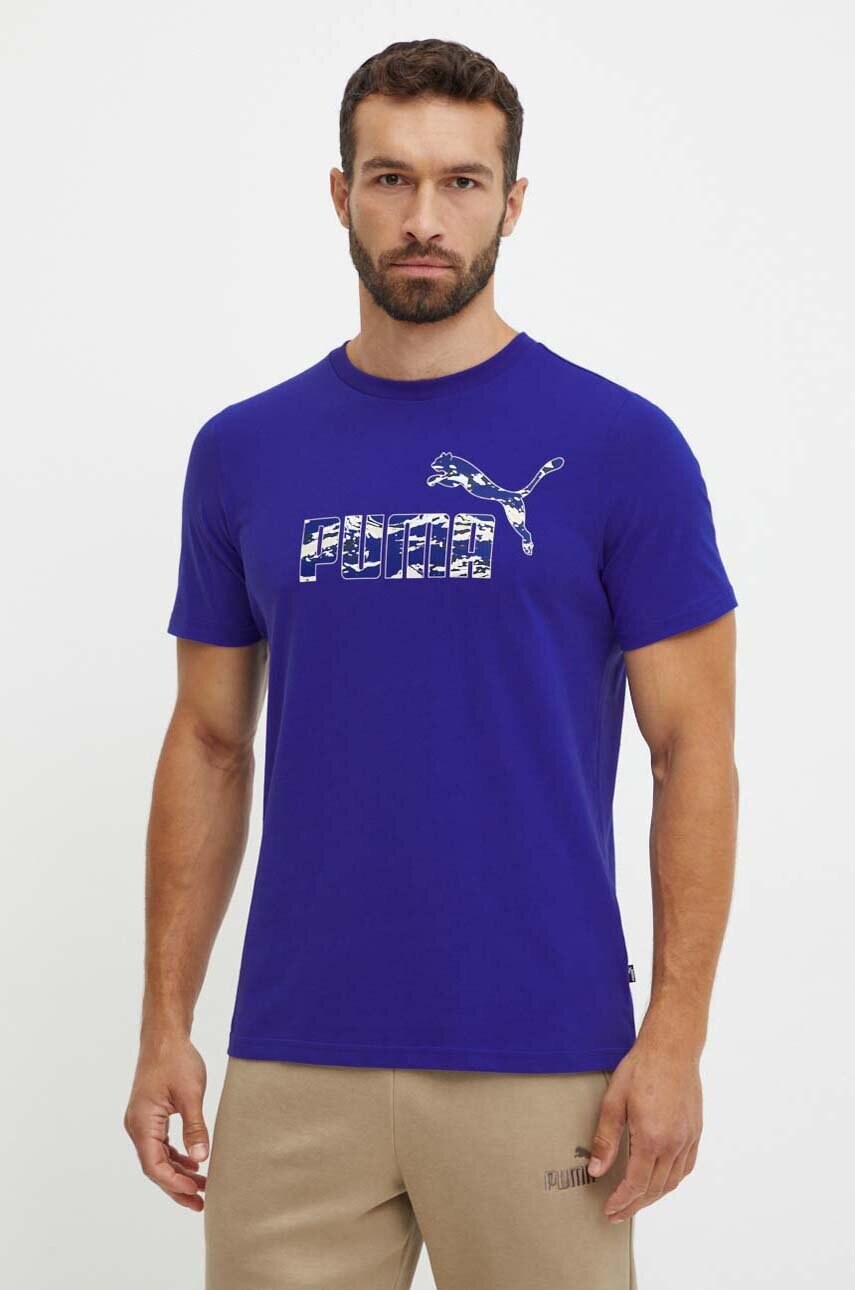 Puma tricou din bumbac barbati, culoarea violet, cu imprimeu, 683236