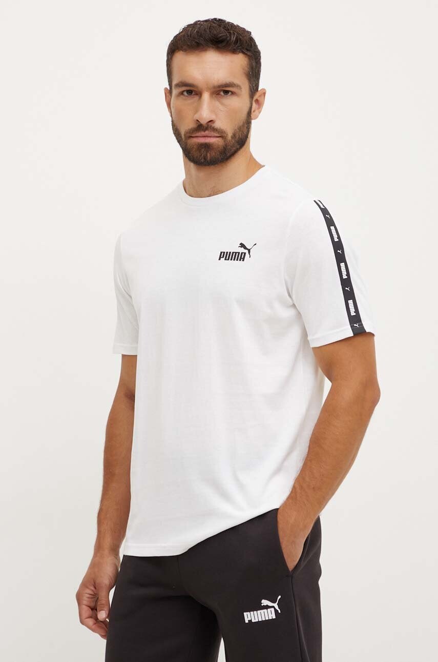 Puma tricou din bumbac barbati, culoarea alb, cu imprimeu, 847382