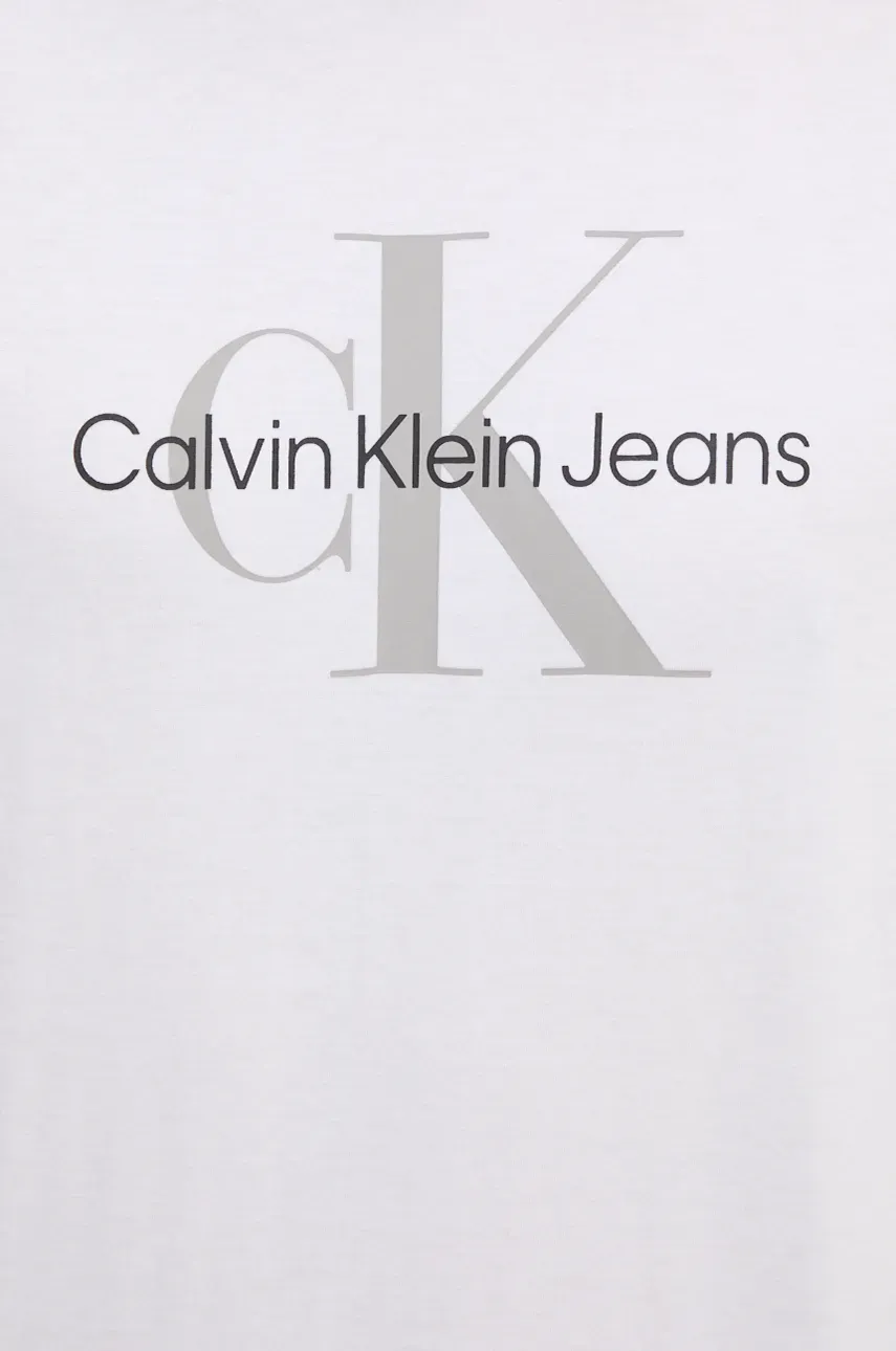 Bombažna Kratka Majica Calvin Klein Jeans Moška, Bela Barva, 00040EM286