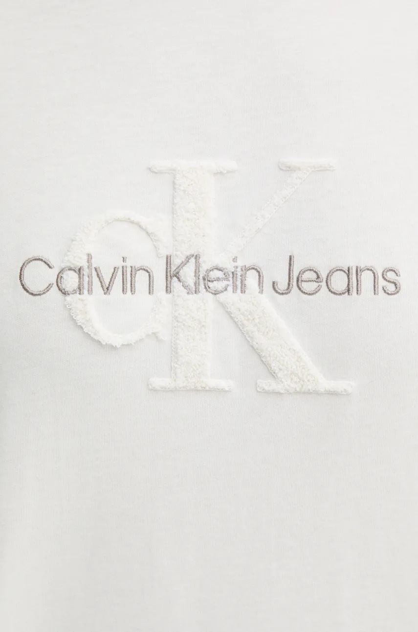 Бавовняна футболка Calvin Klein Jeans чоловіча колір бежевий з аплікацією J30J326158 