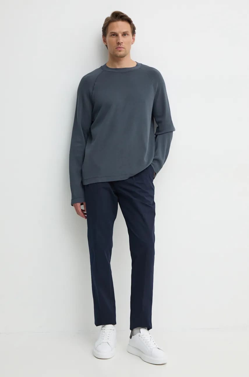 Хлопковый лонгслив Calvin Klein Jeans цвет серый однотонный J30J326450 Хлопковый лонгслив Calvin Klein Jeans цвет серый однотонный J30J326450
