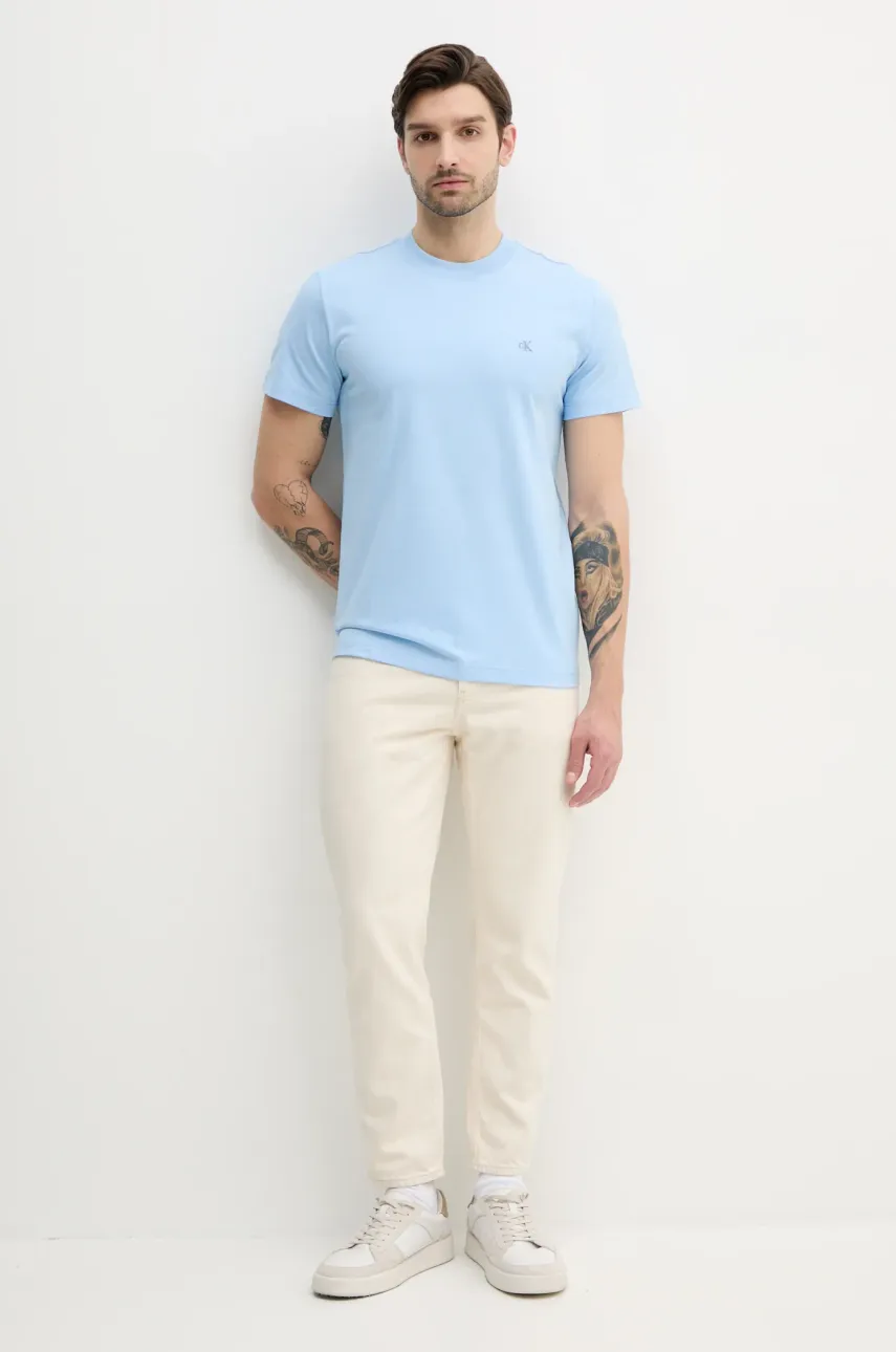 Хлопковая футболка Calvin Klein Jeans мужская однотонная J30J326683 Хлопковая футболка Calvin Klein Jeans мужская однотонная J30J326683