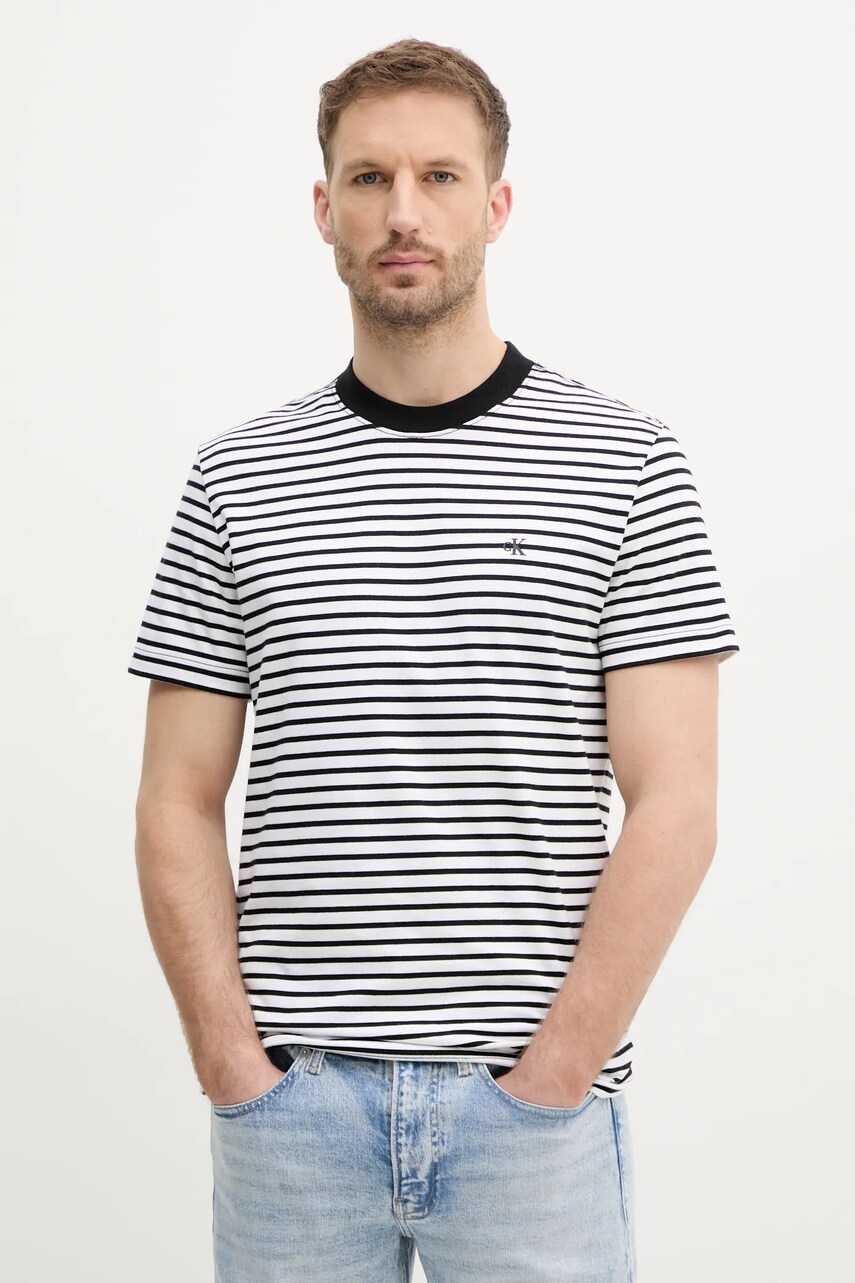 Levně Bavlněné tričko Calvin Klein Jeans černá barva, J30J326683