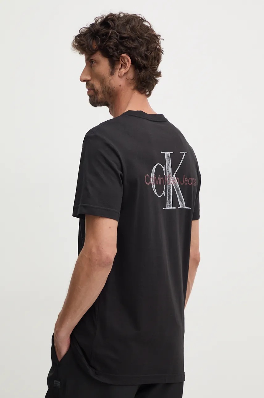 

Памучна тениска Calvin Klein Jeans в черно с изчистен дизайн J30J326866, Черен