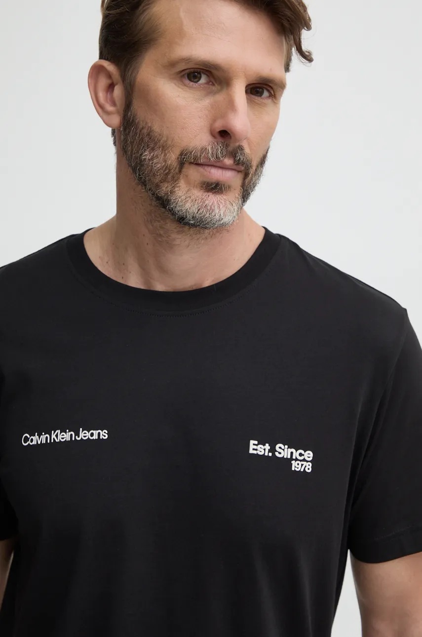 Бавовняна футболка Calvin Klein Jeans чоловіча колір чорний з принтом J30J326867 