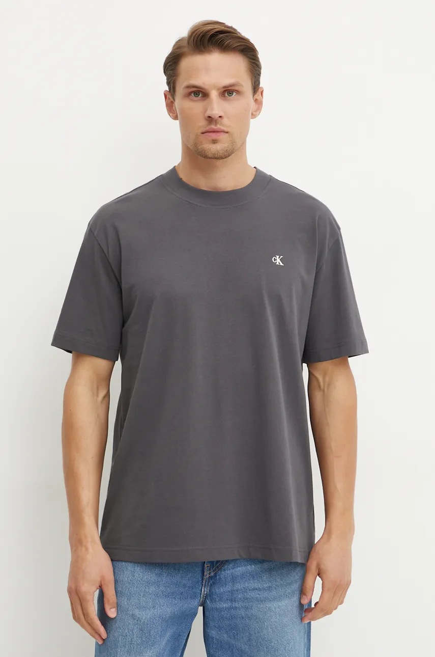 Бавовняна футболка Calvin Klein Jeans чоловіча колір сірий з принтом J30J327316 