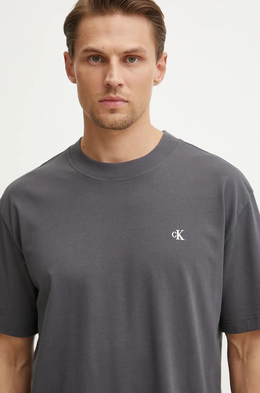 Бавовняна футболка Calvin Klein Jeans чоловіча колір сірий з принтом J30J327316 