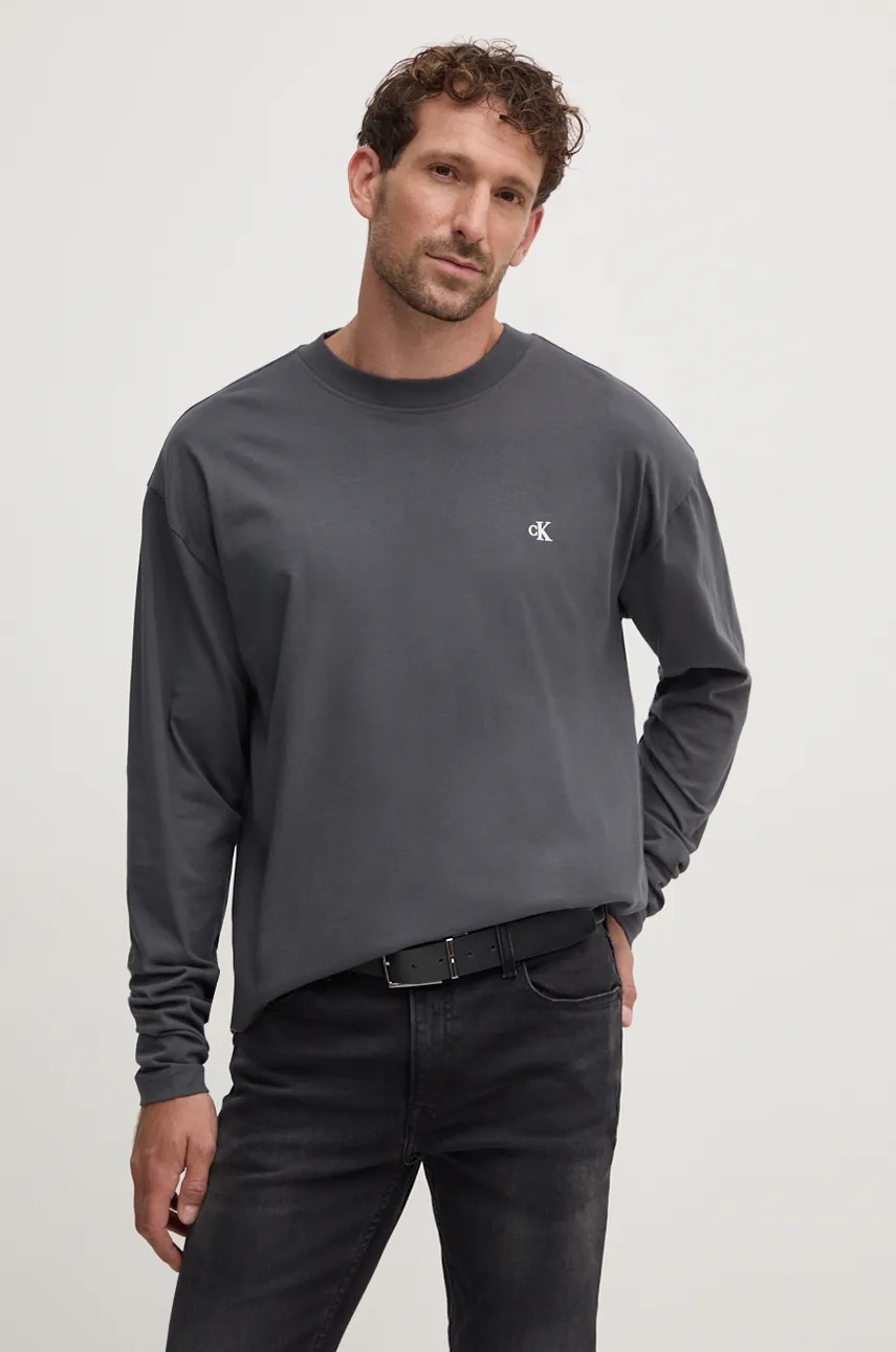 

Памучна тениска Calvin Klein Jeans в сиво с принт J30J327317, Сив