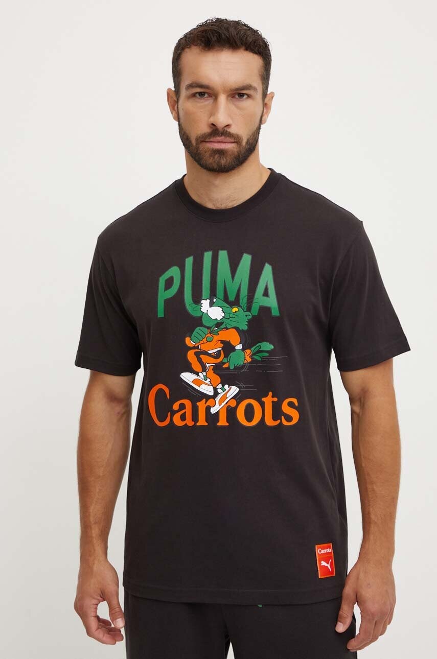 Puma tricou din bumbac PUMA X CARROTS Graphic Tee barbati, culoarea negru, cu imprimeu, 627443 Puma tricou din bumbac PUMA X CARROTS Graphic Tee barbati, culoarea negru, cu imprimeu, 627443