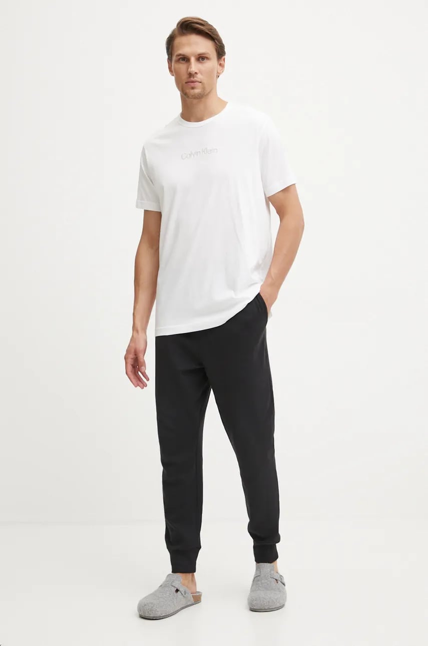 Пижамная рубашка Calvin Klein Underwear цвет белый однотонная 000NM2748E Пижамная рубашка Calvin Klein Underwear цвет белый однотонная 000NM2748E