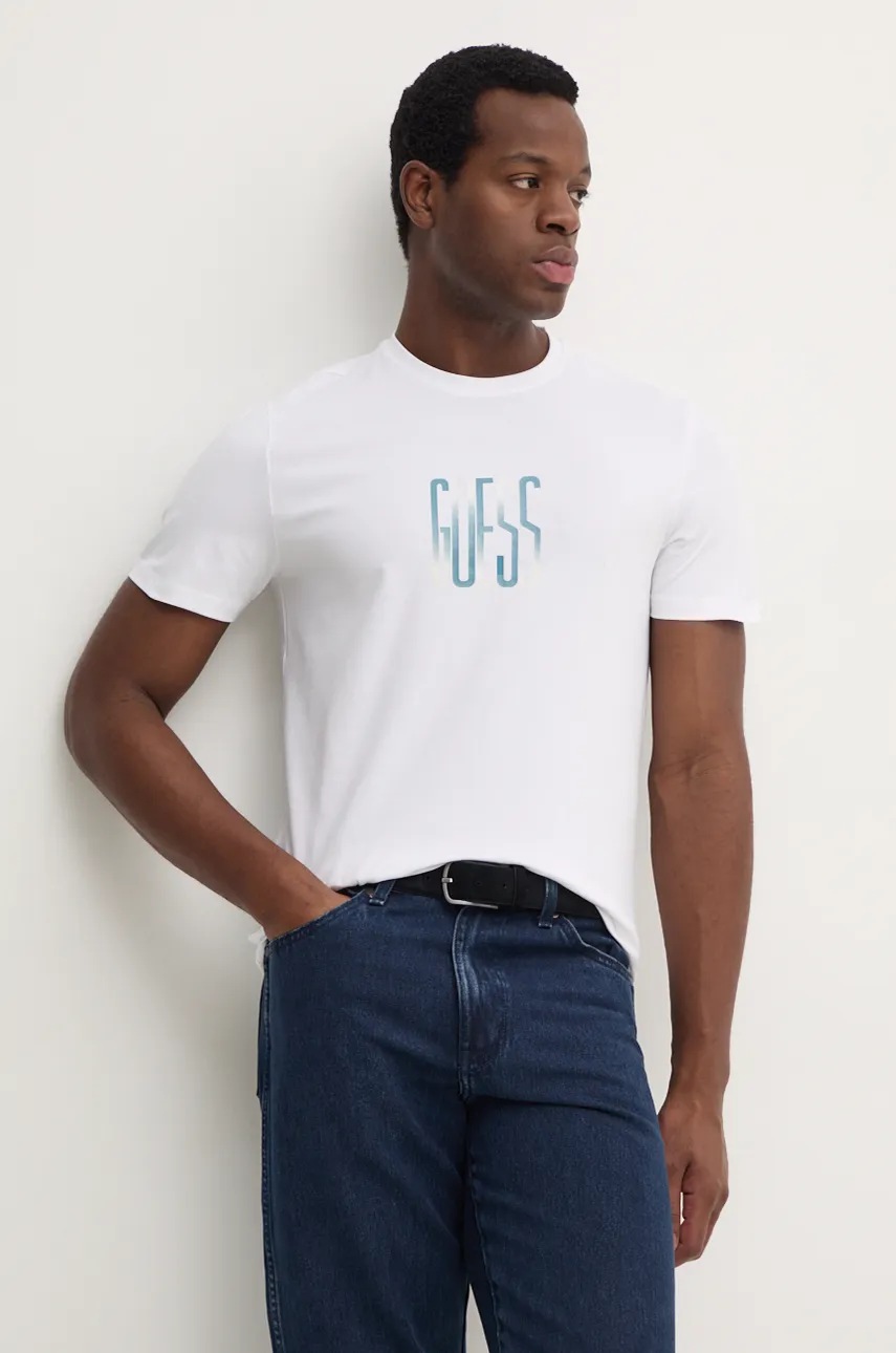 

Тениска Guess в бяло с принт M4BI33.J1314, Бял