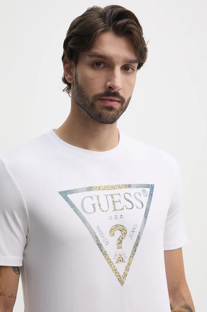 

Тениска Guess в бяло с принт M4BI35.J1314, Бял