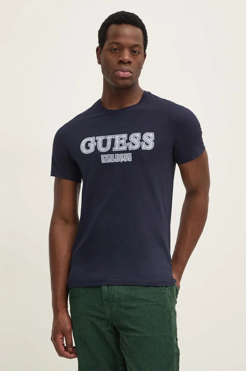 

Памучна тениска Guess в тъмносиньо с принт M4BI45.I3Z14, Тъмносин