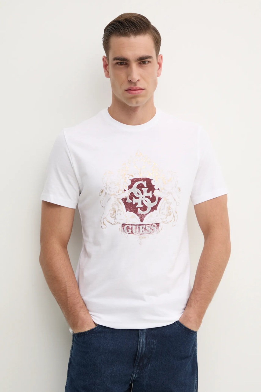 

Тениска Guess в бяло с принт M4BI49.KCHA1, Бял