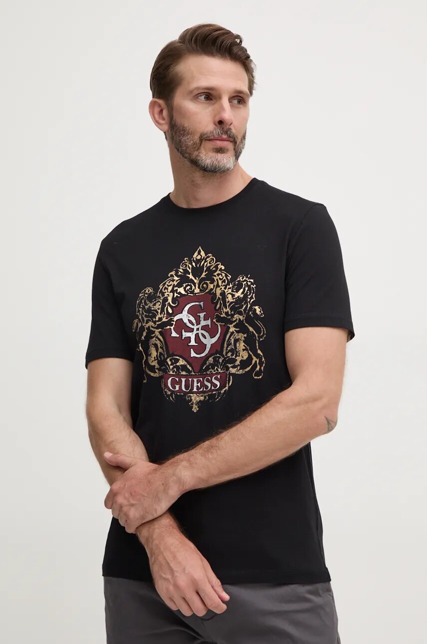 

Тениска Guess в черно с принт M4BI49.KCHA1, Черен