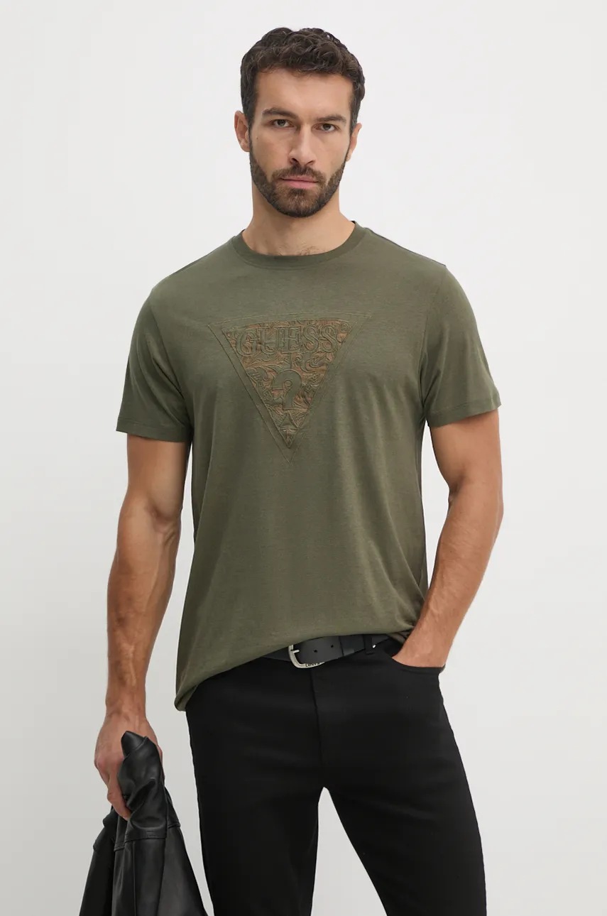 

Тениска Guess в зелено с апликация M4BI52.KCHA1, Зелен