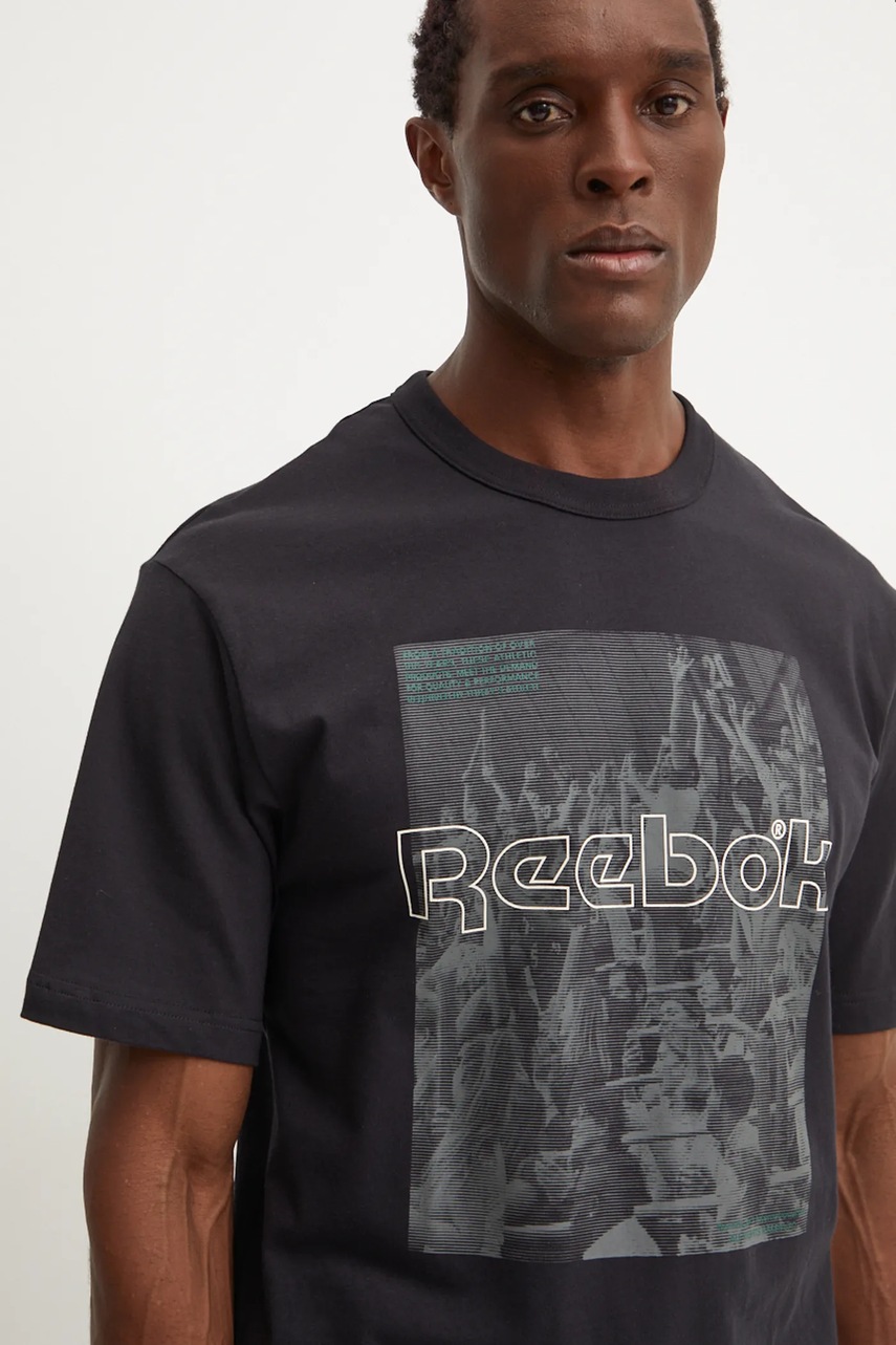 Βαμβακερό μπλουζάκι Reebok Classic ανδρικό, χρώμα: μαύρο, 100205656 φωτογραφία