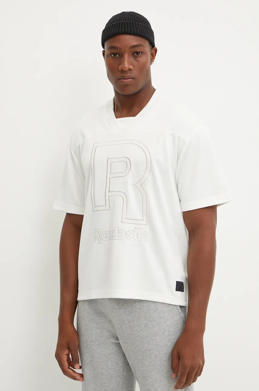 Reebok Classic tricou barbati, culoarea bej, cu imprimeu, 100205658
