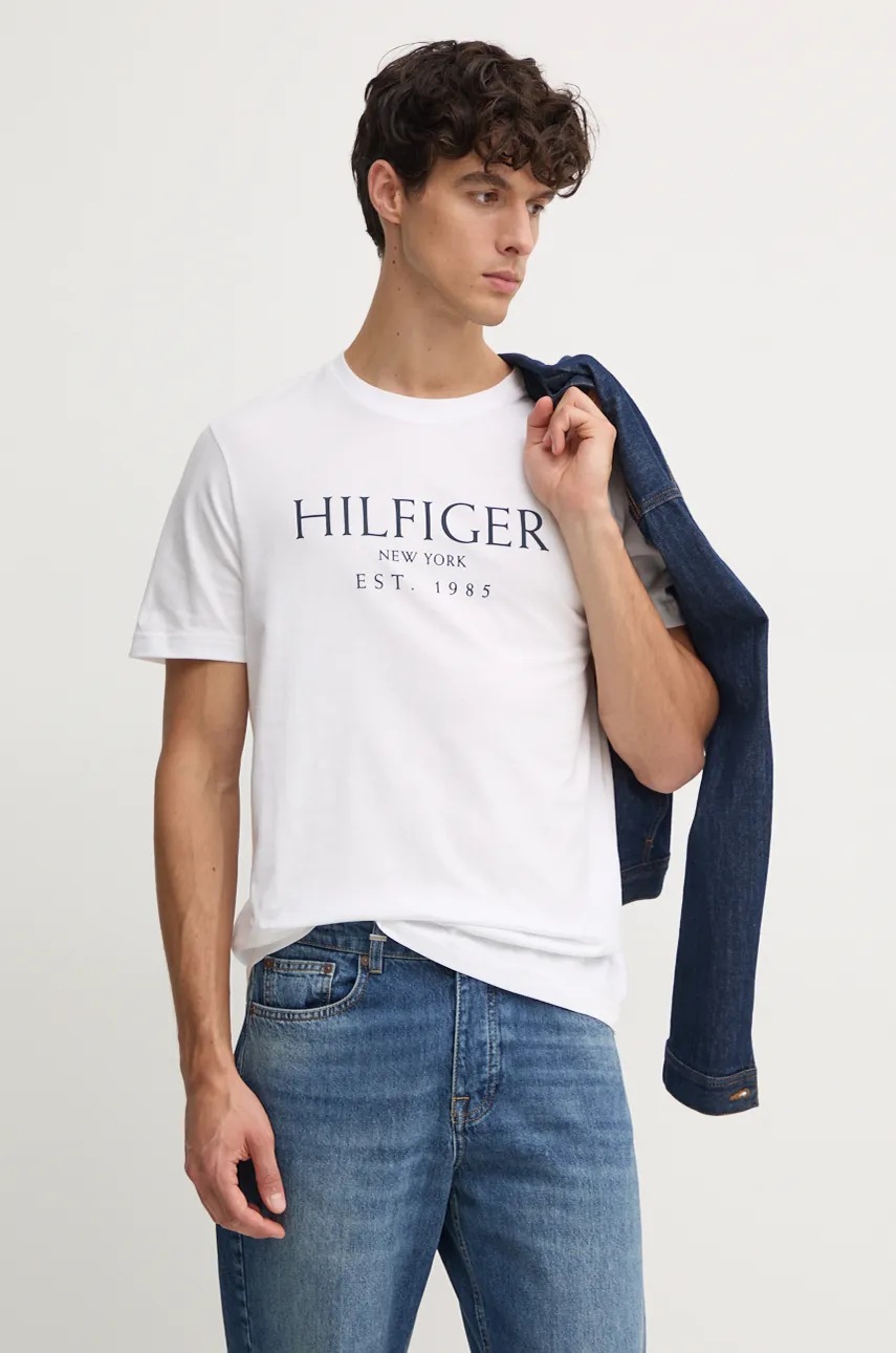 

Памучна тениска Tommy Hilfiger в бяло с принт MW0MW36499, Бял